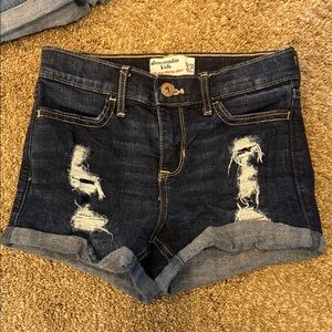 Abercrombie Kids Distressed Dark Blue Jean Shorts